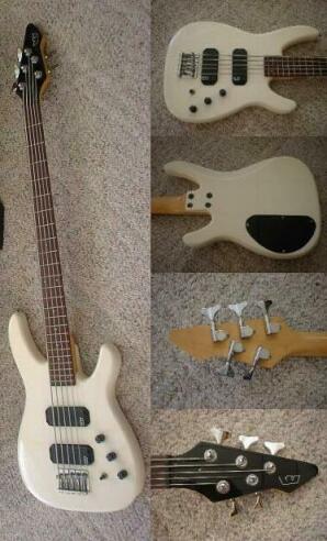 Spectrum 5 string bass white